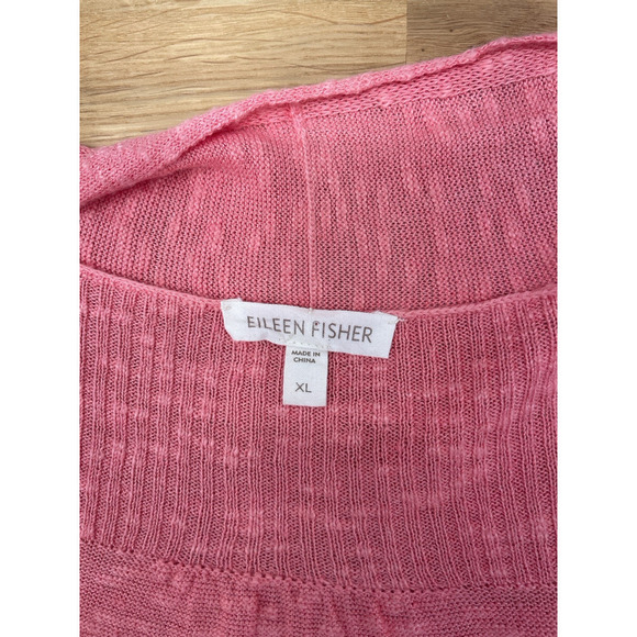 Eileen Fisher Cardigan Sweater Womens Size XL Long Pink Linen Knit Lagenlook - Picture 4 of 7